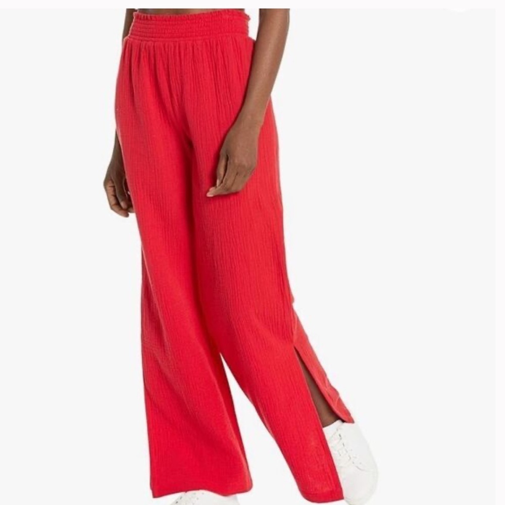 NWT Monrow Women's Hb0630-gauze
Smocked Wide Leg Pants